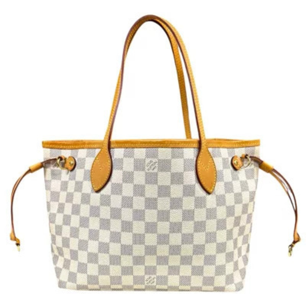 Louis Vuitton Neverfull Damier Azur White Tote Bag Canvas White